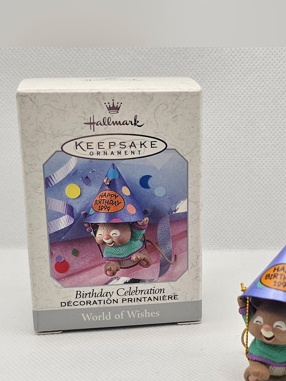 New 1999 Hallmark BIRTHDAY CELEBRATION Ornament WORLD OF WISHES Little Mouse